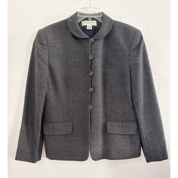 Jones New York Studio Women's Tweed Blazer 100% Wool Size 14P Button Loop Career - Picture 1 of 8